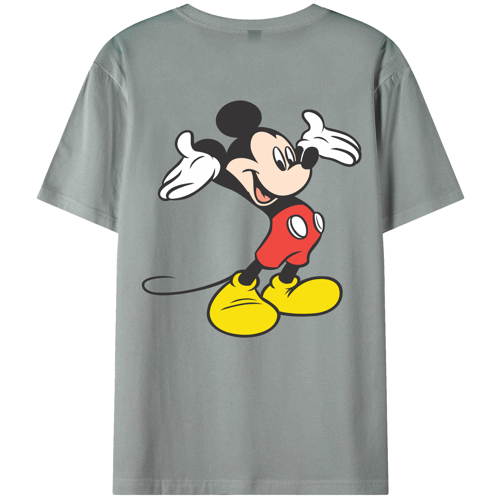 ミッキーマウス Mickey Mouse 綿100％ メンズ半袖Tシャツ（バックプリント） 通気性